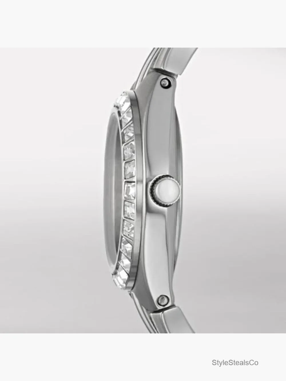 Women's Stainless Steel Wrist Watch with Crystals Quartz Movement